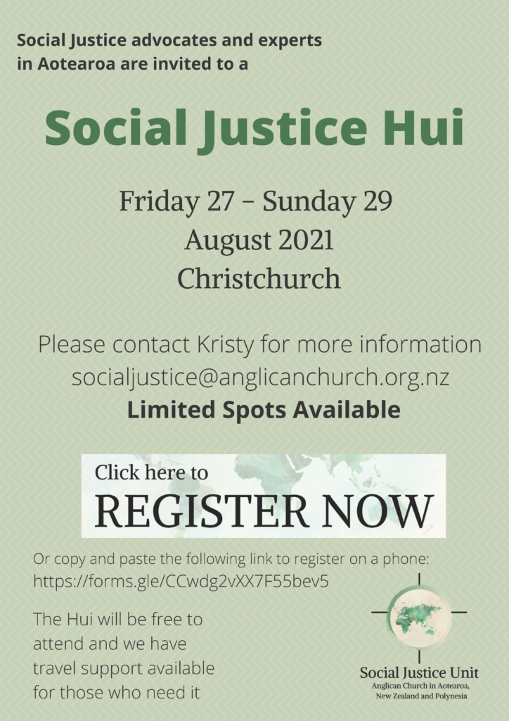 Social Justice advocates and experts in Aotearoa are invited to a Social Justice Hui, Friday 27-Sunday 29 August in Christchurch